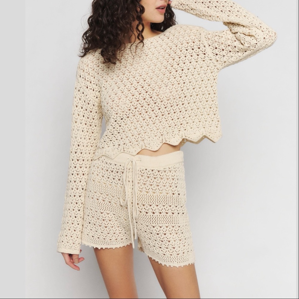 Reformation Lounge Beach Cover Up Sweater Shorts